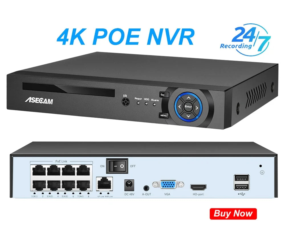 Caméra De Surveillance Extérieure 8 MP 4K PoE H.265