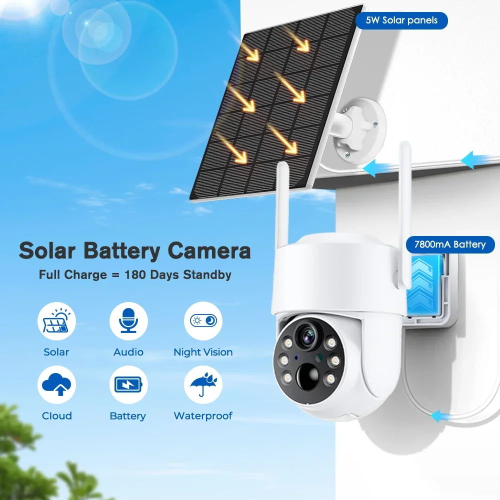 Caméra De Surveillance WiFi PTZ Solaire 4 MP