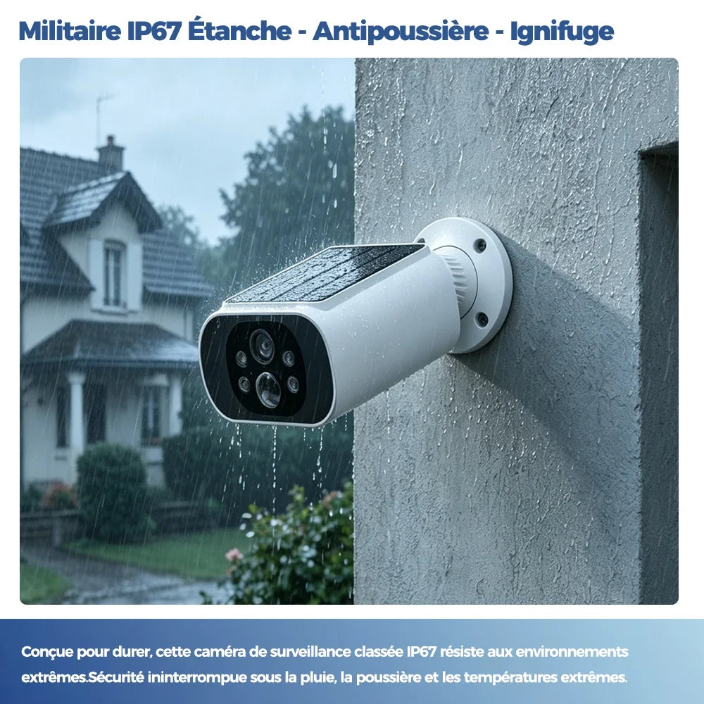 Caméra Solaire Extérieure Wi-Fi 4MP avec Vision Nocturne